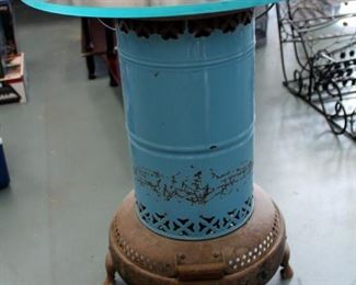 Antique Kerosene Heater With Glass Top, 24" Tall x 18" Round