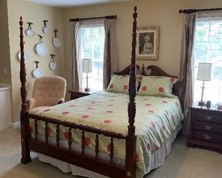 Dixie solid cherry four poster Queen bed and triple dresser
