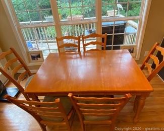 Wooden Table with Leaf and Dining Chairs
