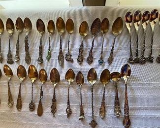 Sterling souvenir spoons.