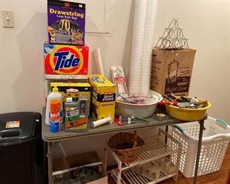 Cleaning products and storage containers.