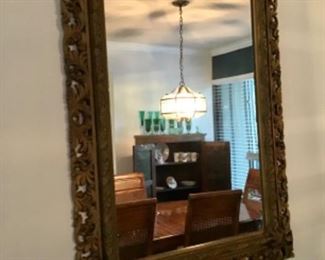 Antique carved wood mirror 