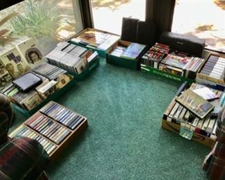 CDs, old records, cassettes, movies, books on tape