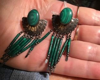Malachite sterling earrings 