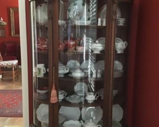 Antique Oak China Cabinet full of Crystal, China and what-nots
