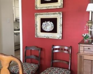 Cane bottom chairs with custom made cushions 