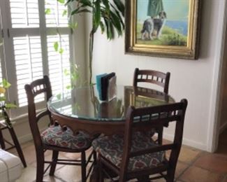 Charming Antique Glass Top Table and Chairs