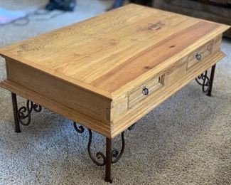 Mexican Rustic Scroll Iron Leg Coffee Table 20x48x30in HxWxD