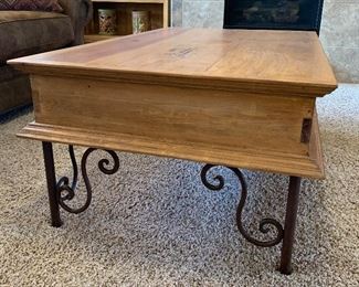 Mexican Rustic Scroll Iron Leg Coffee Table 20x48x30in HxWxD