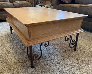 Mexican Rustic Scroll Iron Leg Coffee Table 20x48x30in HxWxD