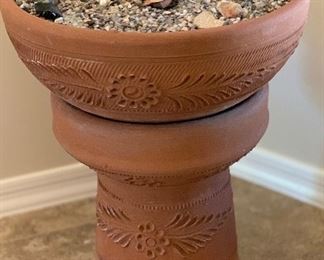 Artist Etched 2 piece Terracotta Pot Desert Terrain 22in H x 18in Diameter HxWxD