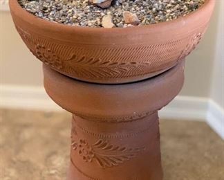 Artist Etched 2 piece Terracotta Pot Desert Terrain 22in H x 18in Diameter HxWxD