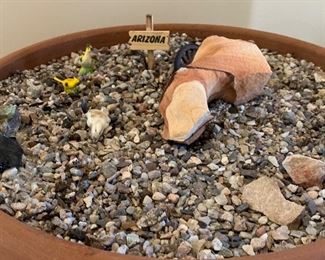 Artist Etched 2 piece Terracotta Pot Desert Terrain 22in H x 18in Diameter HxWxD