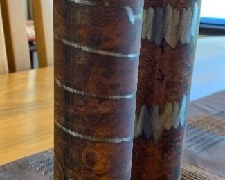 2pc Rustic Iron Candle Holders 12in H & 10in H HxWxD