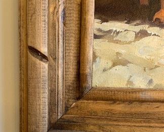 *Original* Unsigned Rudy w/ Donkey in Mexican Villa Painting Art 47x59x3in HxWxD