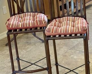 #2 2pc Rustic Iron Custom Counter Height Chairs Barstools PAIR 41x15x17in seat: 25.5in HxWxD