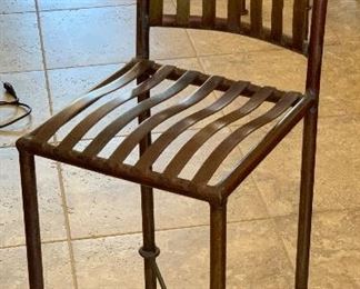 2pc Rustic Iron Custom Counter Height Chairs Barstools PAIR 41x15x17in seat: 25.5in HxWxD