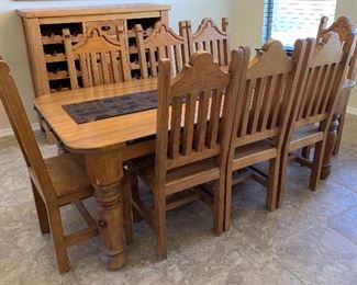 Mexican Rustic Dining Room Table w/ 8 Chairs Table: 31x40x85in chairs: 47x18x19in HxWxD