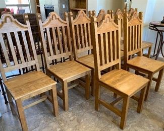 Mexican Rustic Dining Room Table w/ 8 Chairs Table: 31x40x85in chairs: 47x18x19in HxWxD