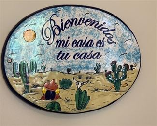 Mexican Ceramic Sign Bienvenidos mi casa es tu casa 9.25x12.5in
