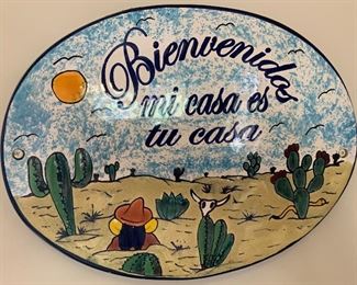 Mexican Ceramic Sign Bienvenidos mi casa es tu casa 9.25x12.5in