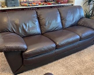 Natuzzi Editions Contemporary Leather Sofa Couch Walnut 37x90x36in HxWxD