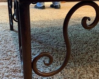 #2 AS-IS Mexican Rustic Scroll Iron Leg Coffee Table 20x49x31in HxWxD