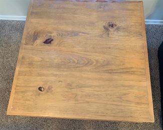 Mexican Rustic Straight Iron Leg End Table 28x30x30in HxWxD