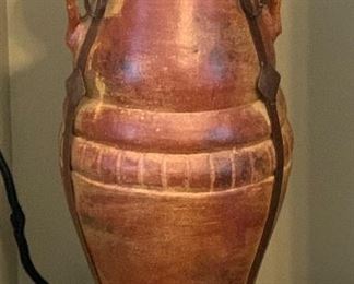 #1 Lg Ceramic & Iron Floor Standing Vase Rustic 33in H x 14in Diameter