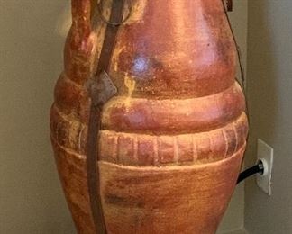 #1 Lg Ceramic & Iron Floor Standing Vase Rustic 33in H x 14in Diameter