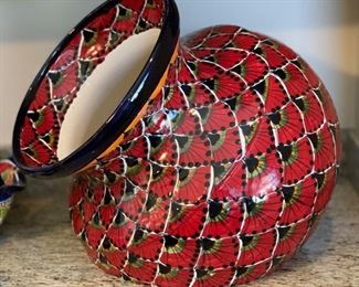 Mexican Pottery TALAVERA LG Sideways Planter Pot 17x20x20in HxWxD