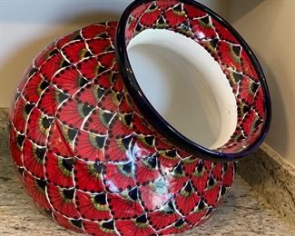 Mexican Pottery TALAVERA LG Sideways Planter Pot 17x20x20in HxWxD