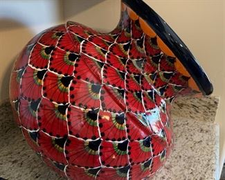 Mexican Pottery TALAVERA LG Sideways Planter Pot 17x20x20in HxWxD