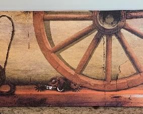Rustic Wheel/Lanterns Decor Picture/Print	12x40x1in	HxWxD