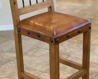 Set of 5 Mexican Rustic Counter Height Chairs Bar Stools 47x20x20in seat: 30.5in HxWxD