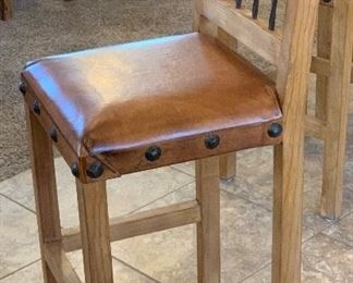Set of 5 Mexican Rustic Counter Height Chairs Bar Stools 47x20x20in seat: 30.5in HxWxD