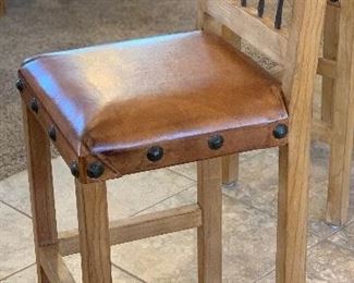 Set of 5 Mexican Rustic Counter Height Chairs Bar Stools 47x20x20in seat: 30.5in HxWxD