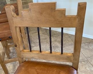 Set of 5 Mexican Rustic Counter Height Chairs Bar Stools 47x20x20in seat: 30.5in HxWxD