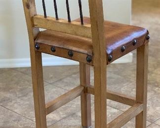 Set of 5 Mexican Rustic Counter Height Chairs Bar Stools 47x20x20in seat: 30.5in HxWxD