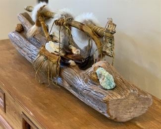 Artist Made Native American War Mallet Display 10x33x9in HxWxD
