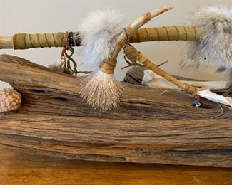 Artist Made Native American War Mallet Display 10x33x9in HxWxD