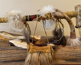 Artist Made Native American War Mallet Display 10x33x9in HxWxD