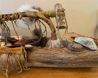 Artist Made Native American War Mallet Display 10x33x9in HxWxD