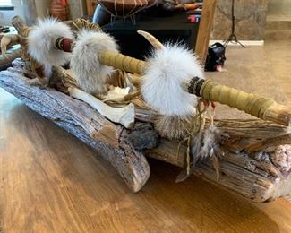 Artist Made Native American War Mallet Display 10x33x9in HxWxD