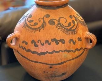 3 Handle Mexican Decor Pot 13in H x 12in Diameter HxWxD