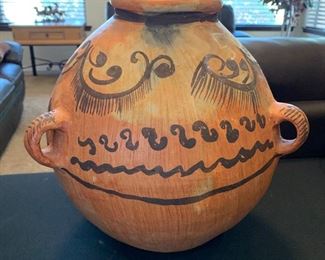 3 Handle Mexican Decor Pot 13in H x 12in Diameter HxWxD