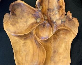 Artist Made Burlwood Hand carved Tray 2x15x19in HxWxD