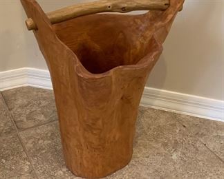 Artist Made Burl Wood Root Bucket 19x16x12inH HxWxD