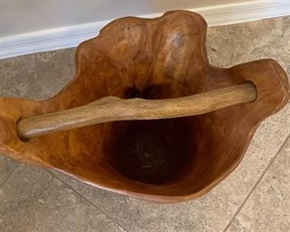 Artist Made Burl Wood Root Bucket 19x16x12inH HxWxD