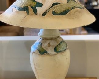 2pc Hand Painted Leaf Lamps PAIR 26in H x 21in Diameter